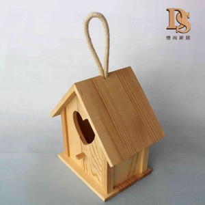 Küçük ahşap kuş evi kutusu açık ve bahçe asılı ucuz ahşap kuş kafesi kutusu - Product Image 2