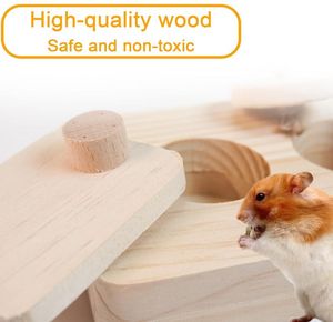 Çok Fonksiyonlu Ahşap El Sanatları 3'ü 1 Arada Hamster Zenginleştirme Oyuncakları Küçük Hayvanlar İçin Ahşap Gine Domuzu Yem Arama Oyuncakları - Product Image 4