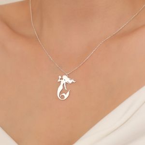 Alla moda 316L collana sirena in acciaio inossidabile <span class=keywords><strong>regalo</strong></span> per il suo unico <span class=keywords><strong>regalo</strong></span> di <span class=keywords><strong>anniversario</strong></span> per bambini collana <span class=keywords><strong>regalo</strong></span> per amante sirena - Product Image 2