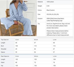 QINSI 2025 Autumn Cardigan Pajamas Suit <strong>Lounge</strong> Lace up Pjs Set Ruffle Full Sleeves <strong>Trousers</strong> Two Pieces Cotton Sleepwear <strong>Women</strong> - Product Image 4