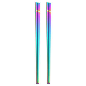 Baguettes personnalisées en acier inoxydable, finition dorée, logo personnalisé, bol à ramen coréen, baguettes en métal personnalisées - Product Image 1