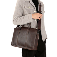 Sac à bandoulière vintage en cuir de vachette pour bureau, sacoche en cuir véritable pour ordinateur portable, porte-documents en cuir pour hommes