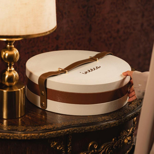Custom logo Leather Handle Double <strong>Chocolate</strong> <strong>Bar</strong> <strong>Dates</strong> Box Packaging Luxury Round Ramadan <strong>Chocolate</strong> Candy Gift Box with Dividers - Product Image 6