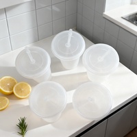 Gobelets en plastique réutilisables sans BPA de 500ml 700ml tasses à café gobelets en plastique mat avec paille et couvercle