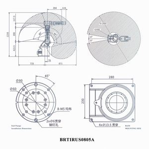 BRTIRUS0805A Brazo Robótico Automático de 6 Ejes, Carga Útil de 5 kg, Brazo Robótico Industrial Articulado, Clasificación IP54, Precisión de 0.05 mm - Product Image 3