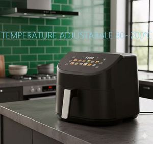 Friteuse à air électrique carrée sans huile 5,5 L, panier unique, antiadhésive, multifonctionnelle, intelligente, avec écran LCD numérique, pour cuisine - Meilleures ventes - Product Image 4