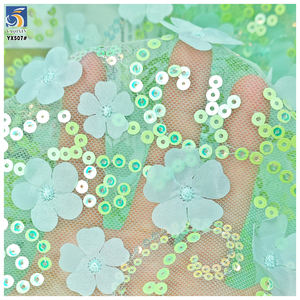 YX507 Venta Directa de Fábrica, Nuevo Stock, Tela de Tul con Bordado Floral 3D, Bordado con Lentejuelas - Product Image 1