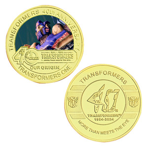 12 Pièces de Monnaie Commémoratives <span class=keywords><strong>Transformers</strong></span> du Film Américain, Personnages de Film, Pièces Dorées Double Face Plaqué Or, Cadeaux de Collection - Product Image 3