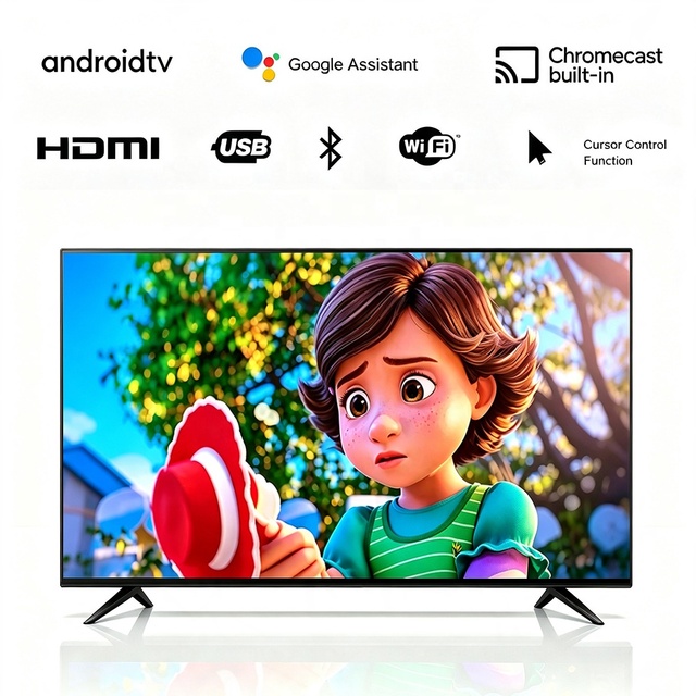 50 Inch 4K UHD Smart LED TV with Android OS WiFi Bluetooth  USB for Home Hotel Commercial Use