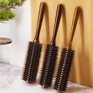 Brosse à cheveux en <span class=keywords><strong>rouleau</strong></span> avec logo personnalisé, manche en bois de sanglier, peigne afro, brosses à cheveux écologiques pour femmes - Product Image 2