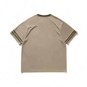 Camiseta de cuello redondo de peso pesado de alta calidad, Jersey de malla de algodón 100%, logotipo de apliques personalizados, patrón de caracteres de gran tamaño - Product Image 4