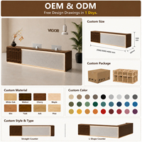 Comptoir de réception moderne Wabi-Sabi en terrazzo et bois de noyer avec éclairage LED pour SPA, Yoga, Hôtel, Bureau