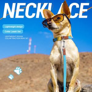 ファッション衝突色犬の首輪とリーシュセット小型中型犬用の軽量プラスチックバックルペットの首輪 - Product Image 3