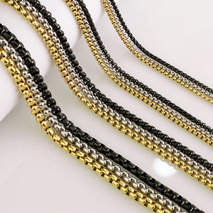 Stainless Steel Square Chain Necklace 18k Gold Plated Geometric Minimalist Unisex Fashion Jewelry Gift - Product Image 2