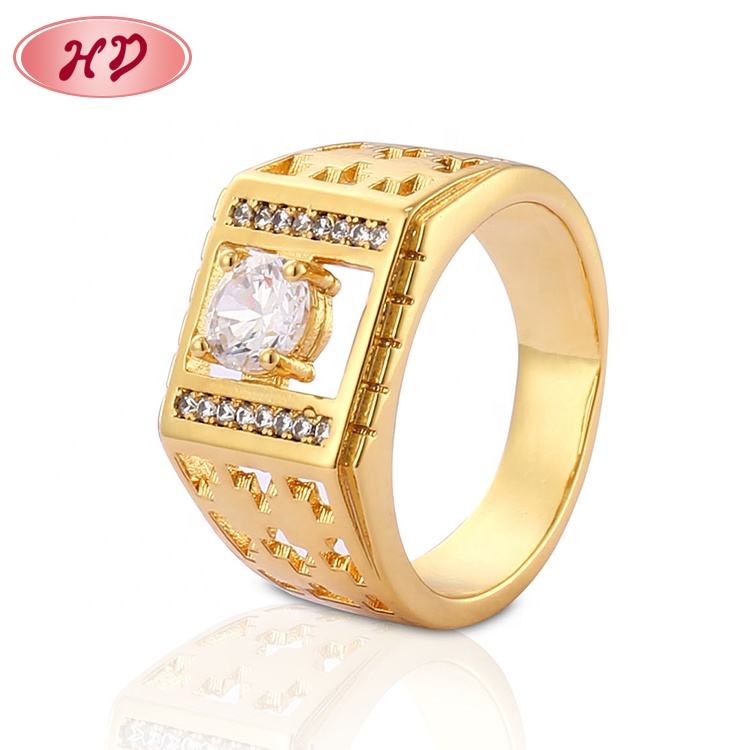 Latest Model Cheapest Dubai Engagement Ring Jewelry Wedding Pure Gold 18K  Diamond Rings Mens