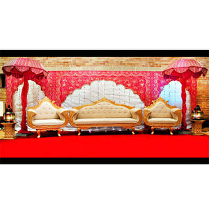 Ensemble de meubles de scène de mariage, 4 pièces, mobilier chic et élégant, canapé et chaises de luxe pour mariage asiatique, en or blanc - Product Image 1