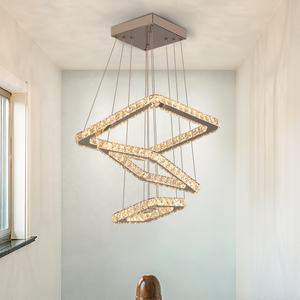Custom moderno <span class=keywords><strong>3</strong></span> luci a goccia quadrate lampadario di cristallo illuminazione a sospensione illuminazione appartamento Hotel - Product Image 4