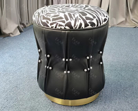 Tabouret luxueux de tambour de finition métallisée brossée d'or Sièges contemporains d'accent