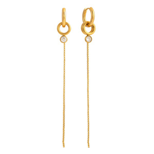 Drop <b>Earrings</b> <b>Tassel</b> Chain Zircon Bezel Setting Stainless Steel Party Jewelry For Women - Product Image 5