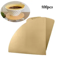 Filtre à café en papier en forme de V en pâte de bois écologique jetable pour machine à café filtre, fourniture OEM