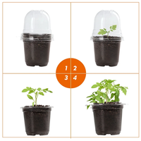 Pot Bibit Transparan 3.5/4/5/6 Inci dengan Kubah Kelembapan, Cup Bibit Taman, Pot Persemaian Plastik