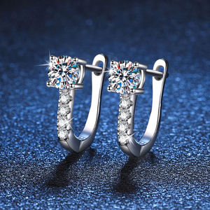 Pendientes de Diamantes Cultivados en Laboratorio, Redondos, de Plata de Ley 925, Corte Brillante, Joyería Elegante y Sencilla, Regalo para Mujer - Product Image 5