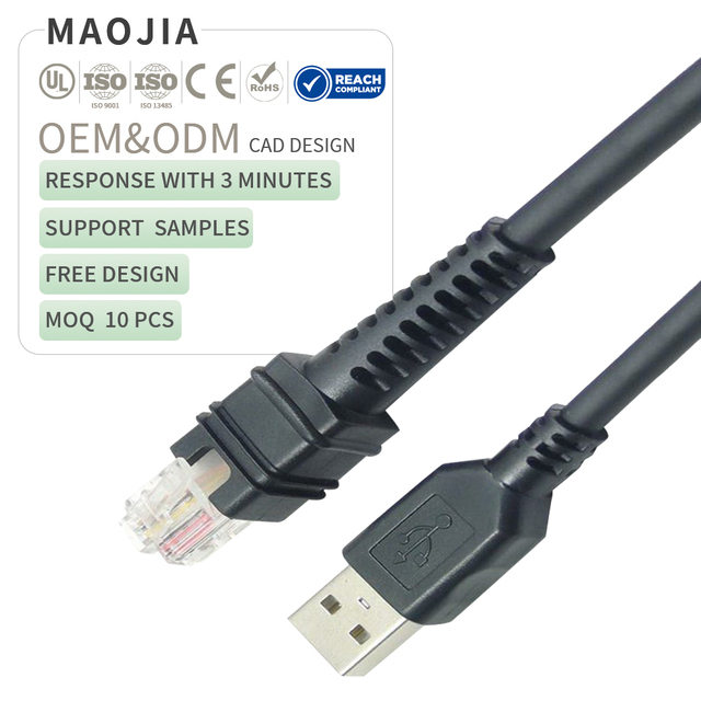 2m USB Barcode Scanner Cable 12V Power with RJ50 Connector for ZEBRA LI3608 DS3608 LI3678 DS3678 Handheld Scanner Replacement