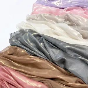 RTS Light Weight 100% Polyester Lame Allover Foil Printed Chiffon Fabric For Dress