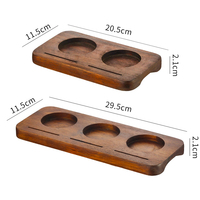 Plateau de dégustation en bois d'acacia personnalisé avec 3 emplacements pour verres et emplacements pour cartes, coins arrondis, plateau à whisky pour salle de dégustation de distillerie