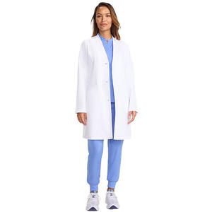 เสื้อโค้ทการแพทย์ผ้าทอขนาด34นิ้วของผู้หญิงเสื้อโค้ทกันความชื้นและควบคุมกลิ่นเครื่องแบบโรงพยาบาลสำหรับคนทำงานด้านสุขภาพ - Product Image 1