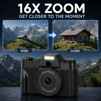 Kamera Digital Sensor CMOS 64MP 6K Layar Lipat 3.0in Zoom 16X WiFi AF Stabilisasi Gambar Dukungan Kartu TF Desain Retro Video