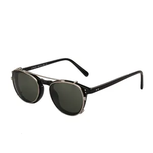 <span class=keywords><strong>Occhiali</strong></span> da sole Vintage rotondi polarizzati leggeri e confortevoli tonalità acetato con lenti Tac <span class=keywords><strong>Clip</strong></span>-On <span class=keywords><strong>occhiali</strong></span> da sole - Product Image 1