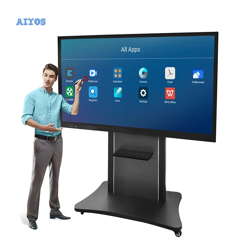 Aiyos 75 Zoll Smart TV Digital Whiteboard für den Schul unterricht Black Frame Finger Pen Touch Elektronisches Whiteboard