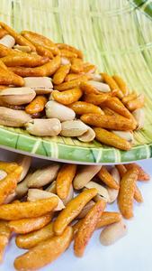 Cracker <span class=keywords><strong>di</strong></span> riso a forma <span class=keywords><strong>di</strong></span> seme <span class=keywords><strong>di</strong></span> cachi Snack giapponese con arachidi Snack sano per Bar - Product Image 3