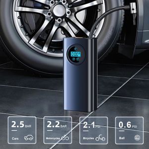 Pompe à air électrique numérique rechargeable pour voiture et vélo avec lumière LED et batterie externe portable en plastique - Product Image 3
