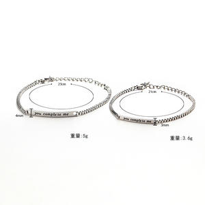 Version coréenne <span class=keywords><strong>de</strong></span> ins minorité vent froid anglais vous me laissez compléter couple bracelet <span class=keywords><strong>en</strong></span> acier au titane mode féminine lettrage han - Product Image 1