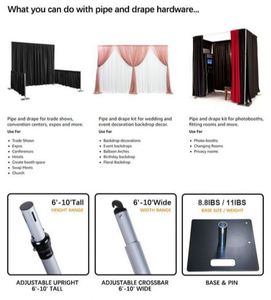 ฉากหลังปรับได้ขนาด 6 ฟุต-20 ฟุต ชุดอุปกรณ์ท่อและผ้าม่านอเนกประสงค์ สำหรับงานแสดงสินค้า งานแต่งงาน งานจัดแสดง งานประชุม - Product Image 5