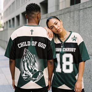 Camiseta de Fútbol Personalizada con Hombros Caídos y Malla, Diseño Religioso Cristiano, Unisex para Adultos, Todas las Temporadas, 140g, Impresión Digital - Product Image 6