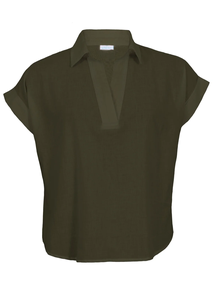 Haut ample minimaliste pour femme en coton 100% avec col en V, tissu respirant, coupe décontractée confortable, vêtement décontracté quotidien - Product Image 4