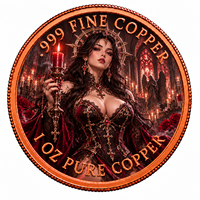 Pièce de monnaie en cuivre fin 999 de 1 oz, thème Gothic Candle Rose Altar Cathedral Angel Dark Saint, pièce de défi souvenir