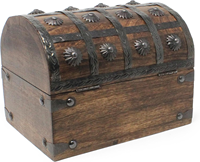 Coffre au trésor en bois avec serrure et clé de style antique, boîte décorative, coffre de pirate en bois, boîte en bois avec coffre de rangement rustique