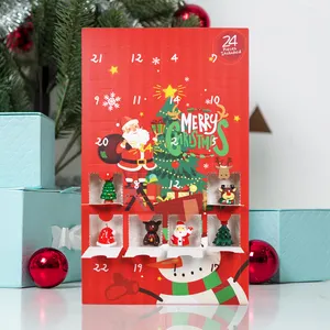 Caja con imagen de fondo de muñeco de nieve y Papá Noel, para comida de caramelo, Chocolate, Navidad, calendario de adviento