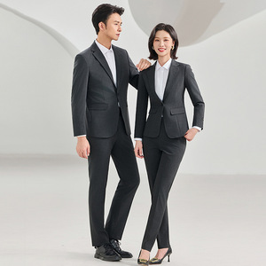 Women's Grey Suit Set Autumn Winter Professional Work Uniform College Student Interview Formal Wear Polyester Fabric - Product Image 2