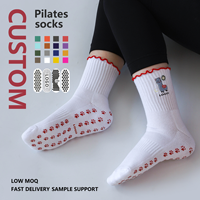 Chaussettes de yoga en coton pour femmes, antidérapantes, douces, hauteur mi-mollet, pour le Pilates et le yoga printanier