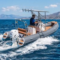 Bateau semi-rigide Premium 5,2 m en Hypalon avec coque en fibre de verre en V profond, auvent T-Top, console centrale, bateau de pêche sportif RIB pour la dérive