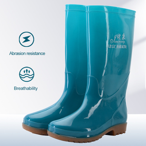 Nieuwe Mode Vrouwen Schoenen Groene Pvc Hak Laarzen Waterdichte Lange Vrouwen Regenlaarzen Te Koop - Product Image 5
