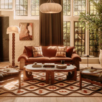 Canapé en tissu terracotta de designer italien, accoudoirs courbes, 3 places, pieds en bois marbré, meubles de salon pour maison, villa, hôtel