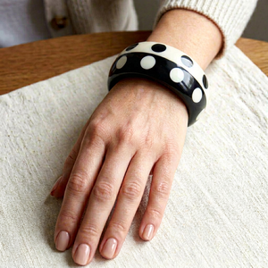 Premium Handmade Black & White Resin Eco-Friendly <b>Love</b> Elegant Women's Fashion Accessory - Product Image 1