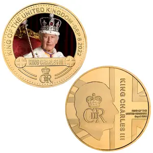 Rei britânico Charles Comemorativa coleção personalizada moedas Gold Plated Souvenir Coin