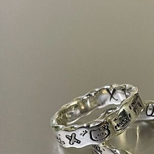 Bague minimaliste Doodle Waveedge pour femme polyvalente exquise mode <span class=keywords><strong>Patcha</strong></span> chien Couple anneaux bande assortie - Product Image 4